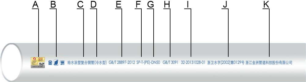 給水涂塑復(fù)合鋼管標(biāo)識